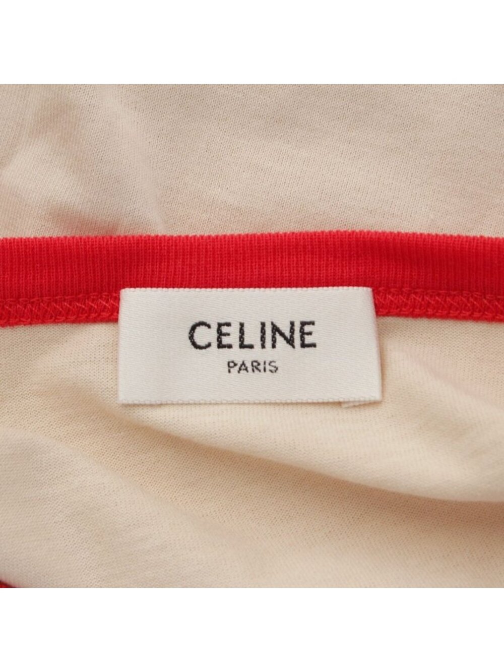 Celine Sulky Logo Short Sleeve T-Shirt Top Beige - Picture 8 of 10